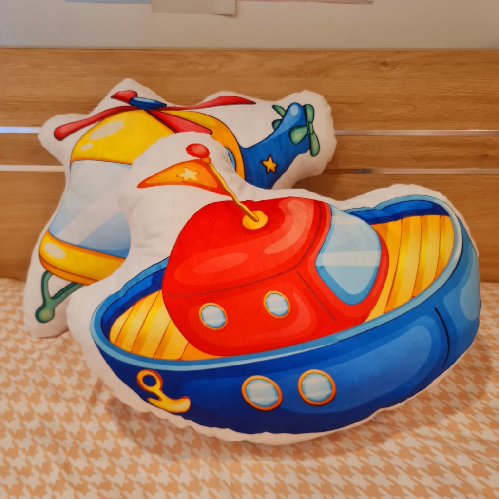 Gối nhồi bông thú gà chó cừu dễ thương và các phương tiện giao thông oto trực thăng chất liệu nhung mềm