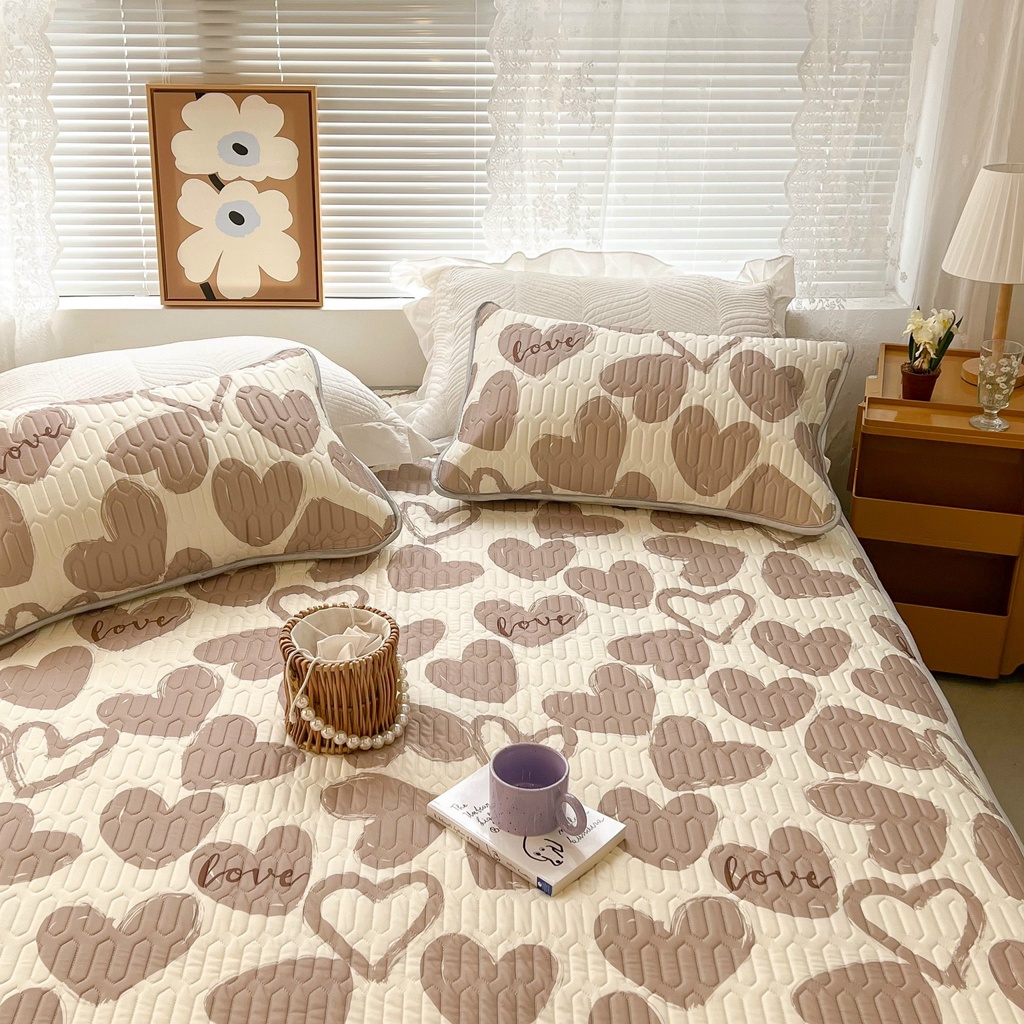 Chiếu điều hòa cao su non 9D M2T BEDDING Luxury vải lụa Tencel mềm mát - Mark Tim nâu Love