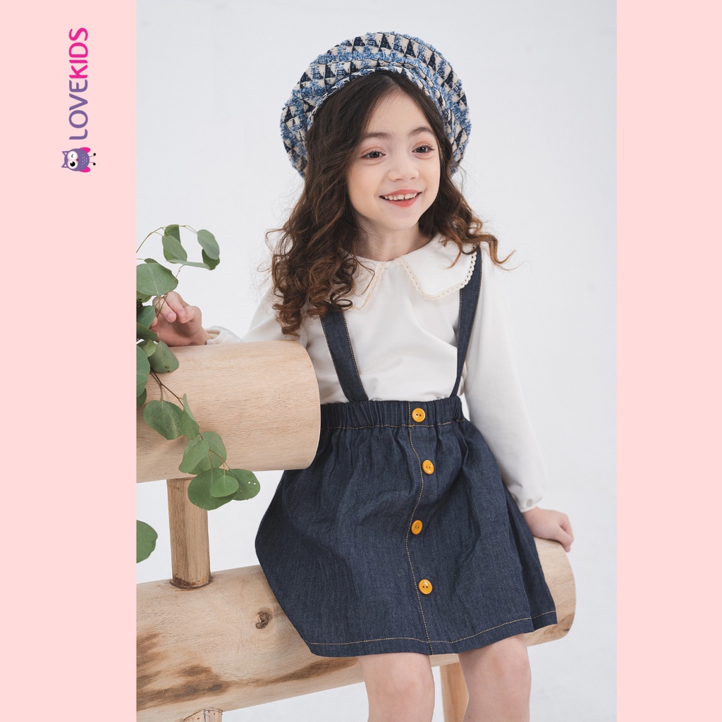 Chân váy yếm bé gái denim phối cúc - Lovekids