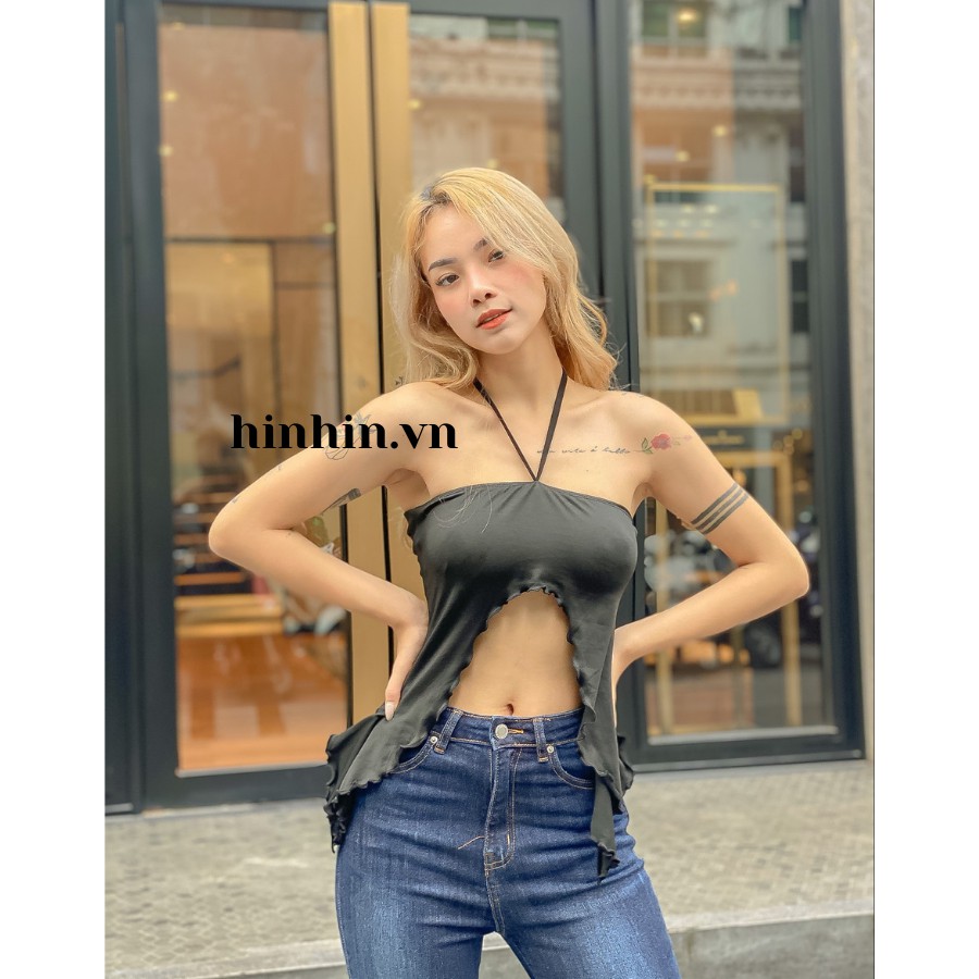 Áo croptop yếm 2 dây vạt dài  HAC112 - Hỉn Hỉn Store