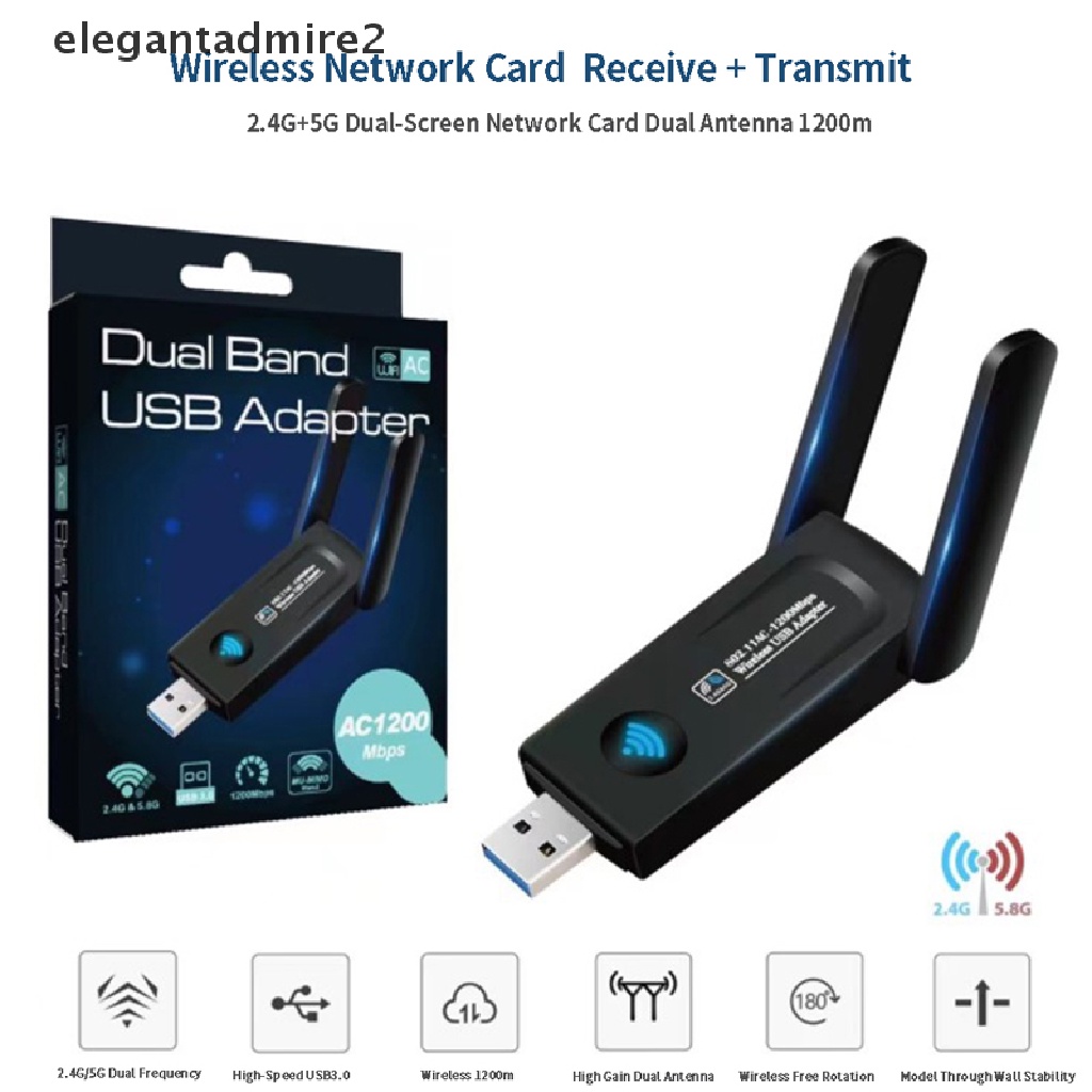 Card Usb 3.0 1200Mbps băng tần kép chuyển đổi Wifi 5GHz 2.4Ghz 802.11AC