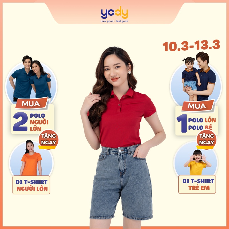 Áo Polo Nữ Cafe Cổ Trơn YODY Áo Thun Sợi Co Giãn, Thấm Hút Mồ Hôi  APN4388