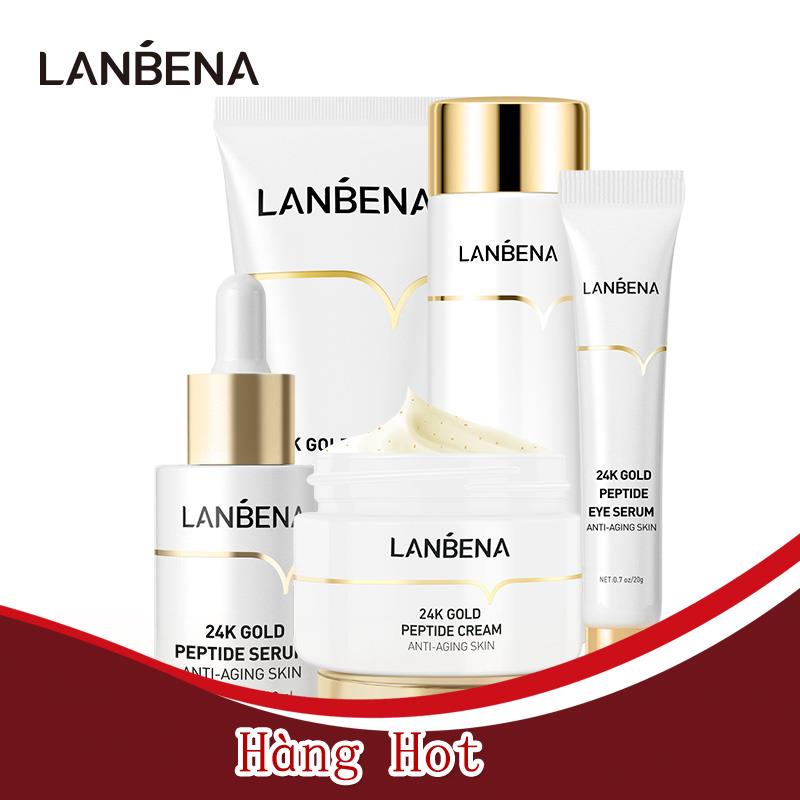 Set 5 Mỹ Phẩm LANBENA Chiết Xuất Vàng 24K Peptide Chống Nếp Nhăn Dưỡng Ẩm Chăm Sóc Da Hiệu Quả