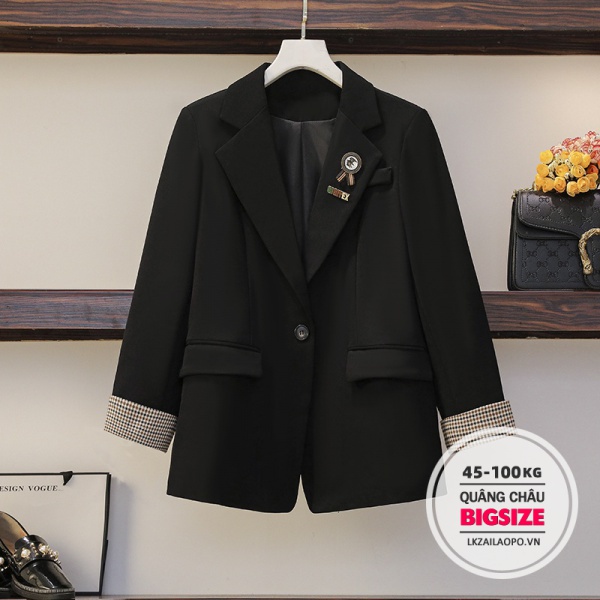 BIGSIZE Nữ (45-100kg) Áo vest nữ blazer khoác đen dáng rộng thiết kế trẻ trung thanh lịch - Phong cách Hàn Quốc - quảng châu cao cấp