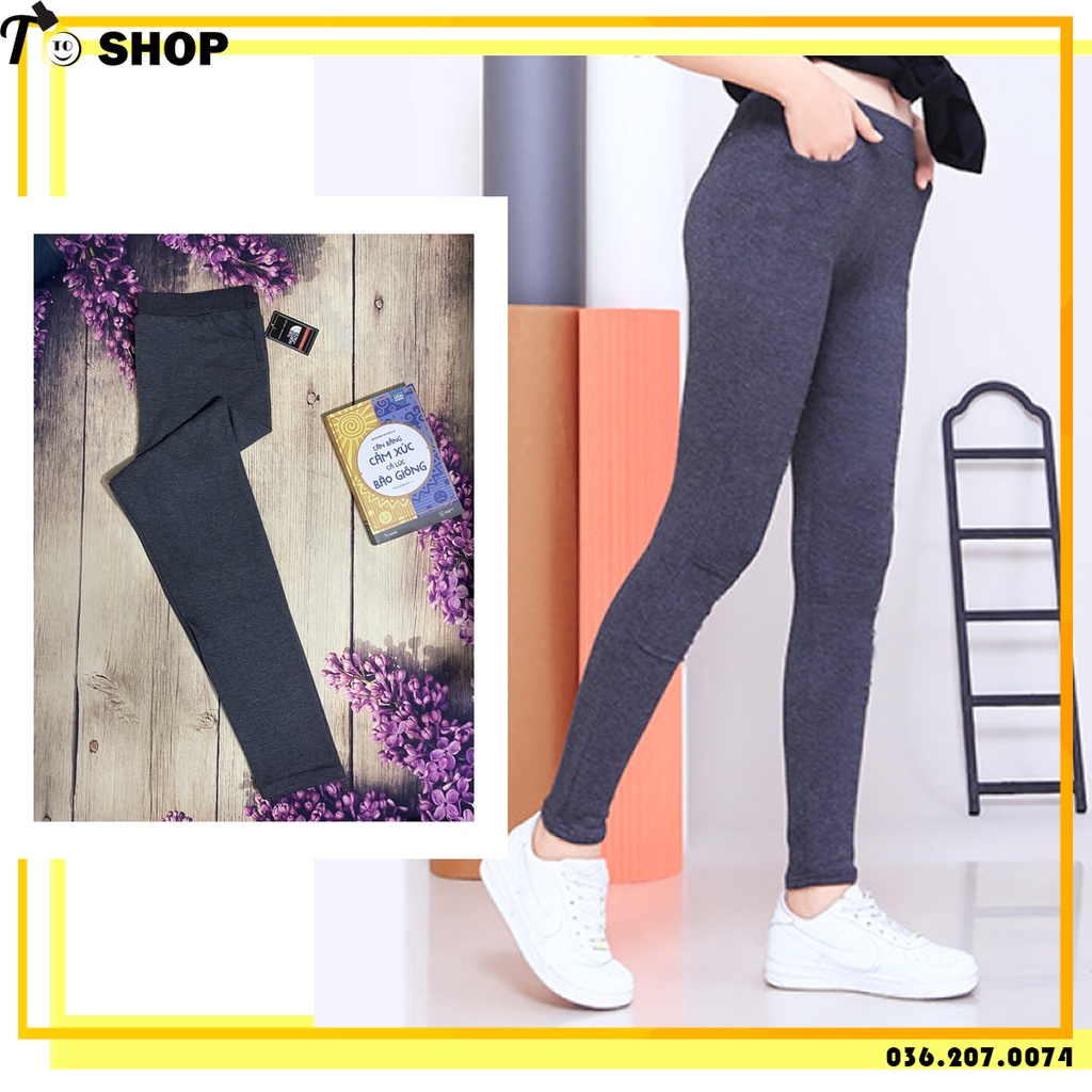 Quần legging trơn - thun nữ ôm body màu Xám [ảnh + video thật]