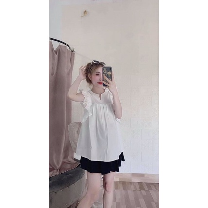 Áo bà bầu mùa hè chất đũi siêu mát thiết kế cao cấp đẹp giá rẻ cánh tiên AB85