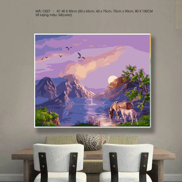 Tranh sơn dầu số hóa tự tô Phong cảnh C027 - Tặng kèm cọ , màu , khung , Paint by numbers DIY - ToastedART