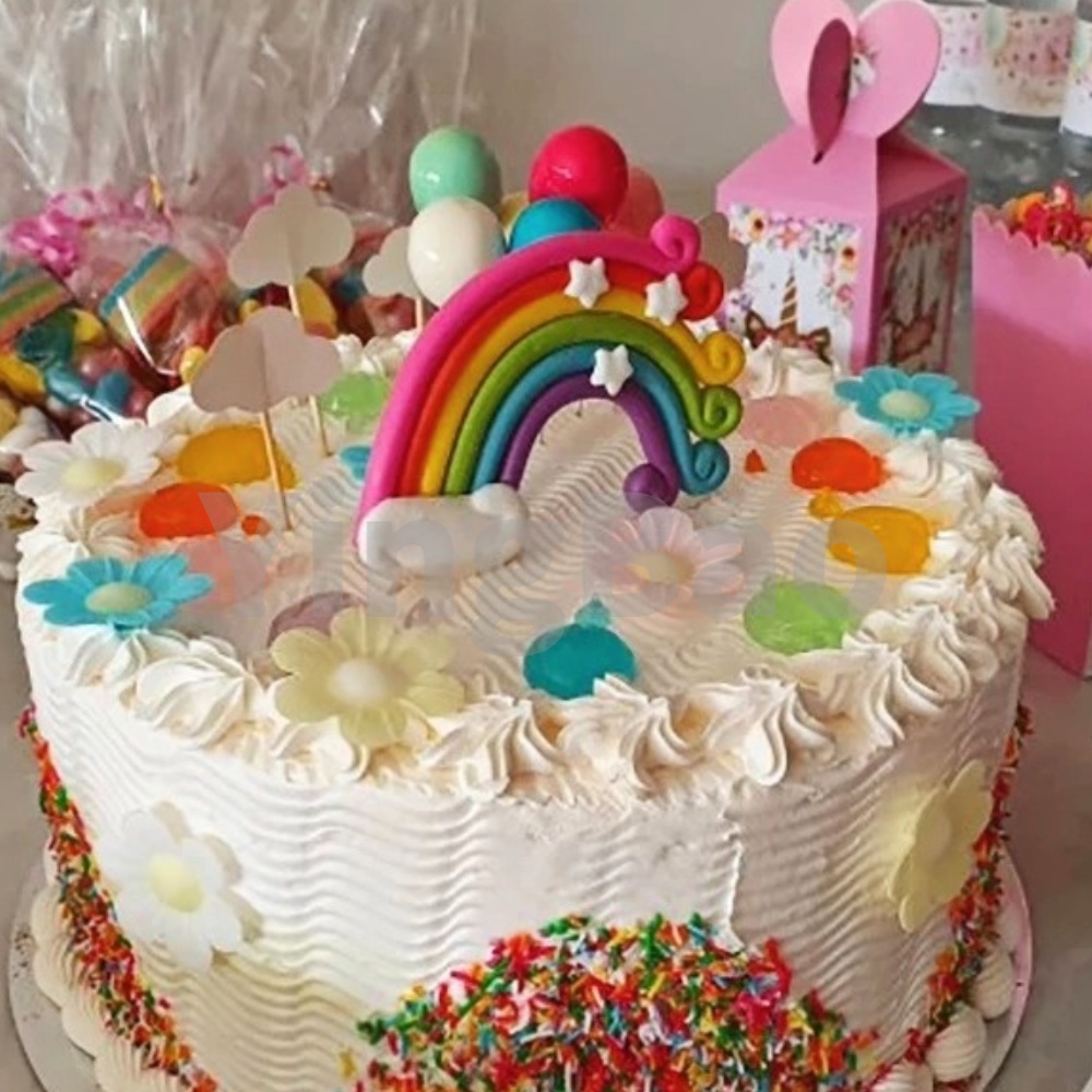 Set 10 Que Cắm Trang Trí Bánh Cupcake Hình Cầu Vồng Dễ Thương