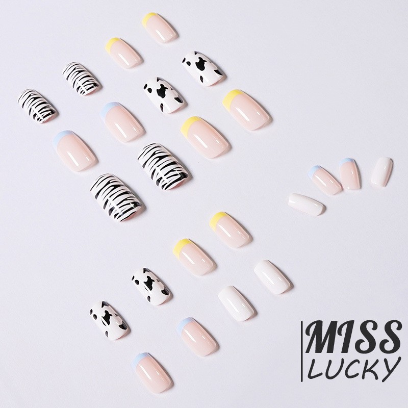 VN (Hàng Mới Về) Set 24 Miếng Dán Móng Tay Giả Họa Tiết Mèo Đáng Yêu