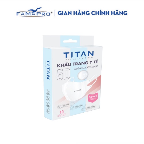 FAMAPRO x TITAN Combo 5 Hộp khẩu trang 5D MASK y tế kháng khuẩn 3 lớp (10 cái/hộp)