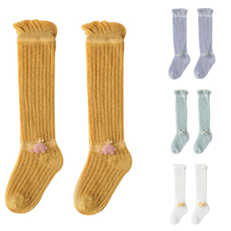 Vớ Cotton Lưới Cao Tới Gối Siêu Mỏng Thoáng Khí Chống Trượt Thời Trang Mùa Hè Cho Bé Sơ Sinh