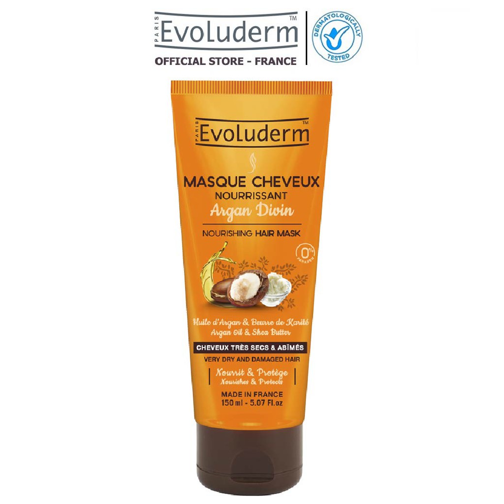 Kem ủ dành cho tóc rất khô và bị hư tổn Evoluderm Masque Cheveux Nourrissant Argan Divin 150ml