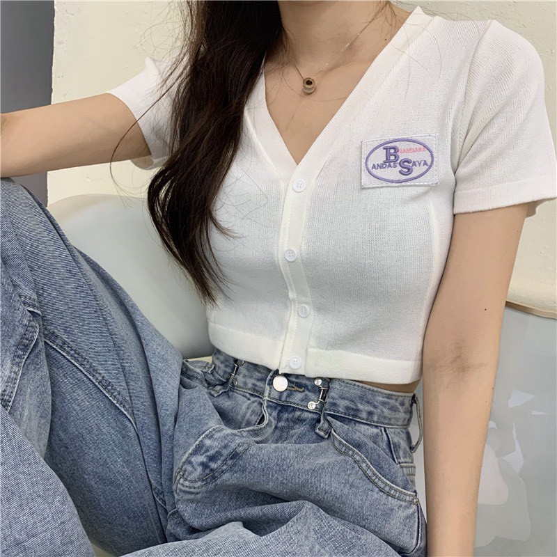 Áo Croptop Unisex Cổ Tim Có Cúc Cài Cực Xinh 387 | BigBuy360 - bigbuy360.vn