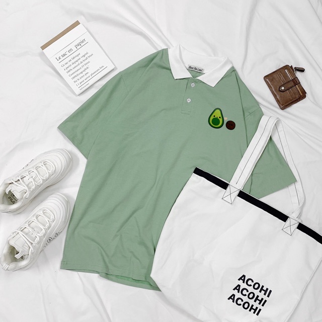 [FREESHIP] Áo Thun POLO Tay Lỡ 💖 Form Rộng Unisex Nam Nữ 💖 Phong Cách Ulzzang Hàn Quốc Quả Bơ Siêu Cute - Ảnh thật | BigBuy360 - bigbuy360.vn