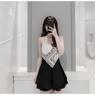Áo hai dây trắng đen