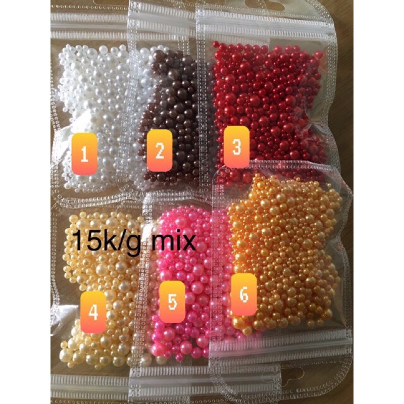5mm và 6mm viên ngọc giả hình tròn không có lỗ phụ kiện trang trí móng tay nail, trang trí váy áo