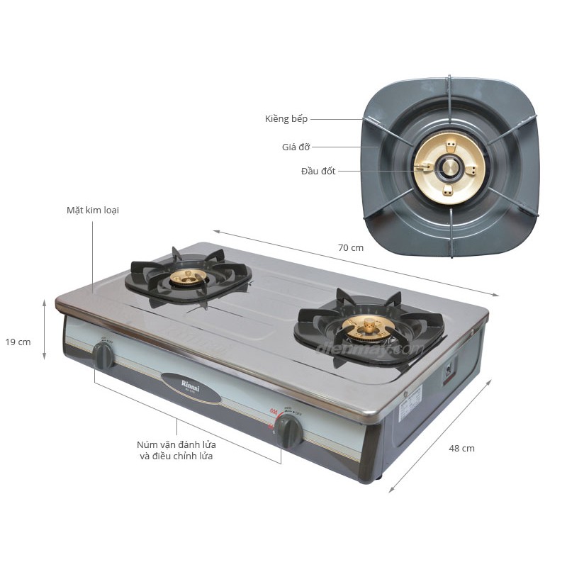 Bếp gas đôi Rinnai RV-870SSB(M) (Bạc)