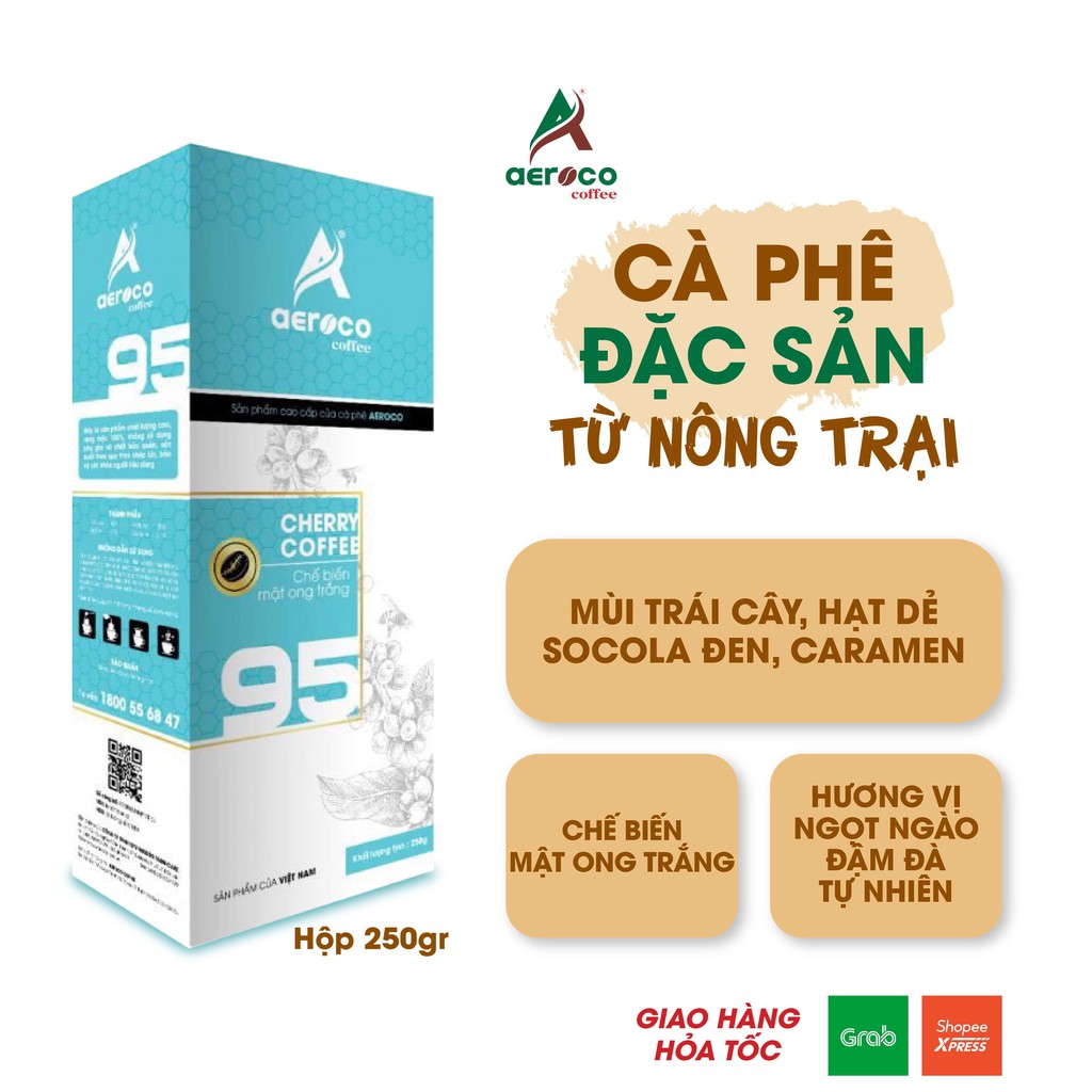 Hộp 250g Cà phê Đặc sản_Specialty Coffee 95 AEROCO nguyên chất 100% rang mộc, hậu vị ngọt thơm, chế biến CF mật ong tr