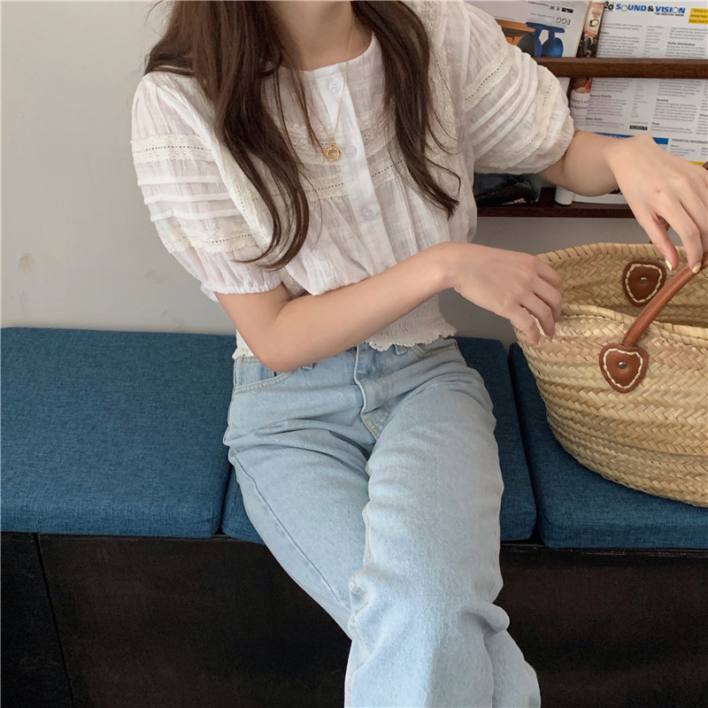 SUXI Áo Croptop Tay Ngắn Phong Cách Hàn Quốc Cho Nữ