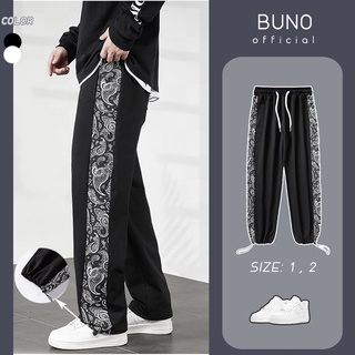 Quần jogger nam nữ ống rộng thiết kế hoạ tiết bandana BUNO, Quần thể thao nam nữ unisex