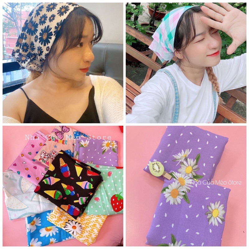 Khăn bandana vuông nhiều mẫu lựa chọn [Nhà Của Méo Store]