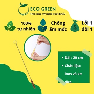Que Cọ xơ dừa rửa ống hút tre/Ống hút tre, inox, thủy tinh ECO GREEN thân thiện với môi trường