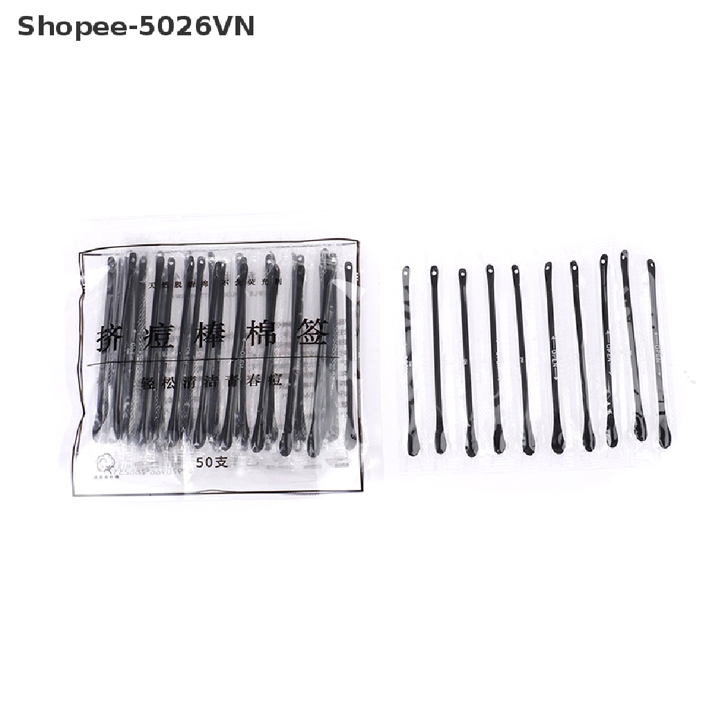 [Hàng mới về] Set 50 tăm bông cotton hỗ trợ nặn mụn đầu đen tiện lợi