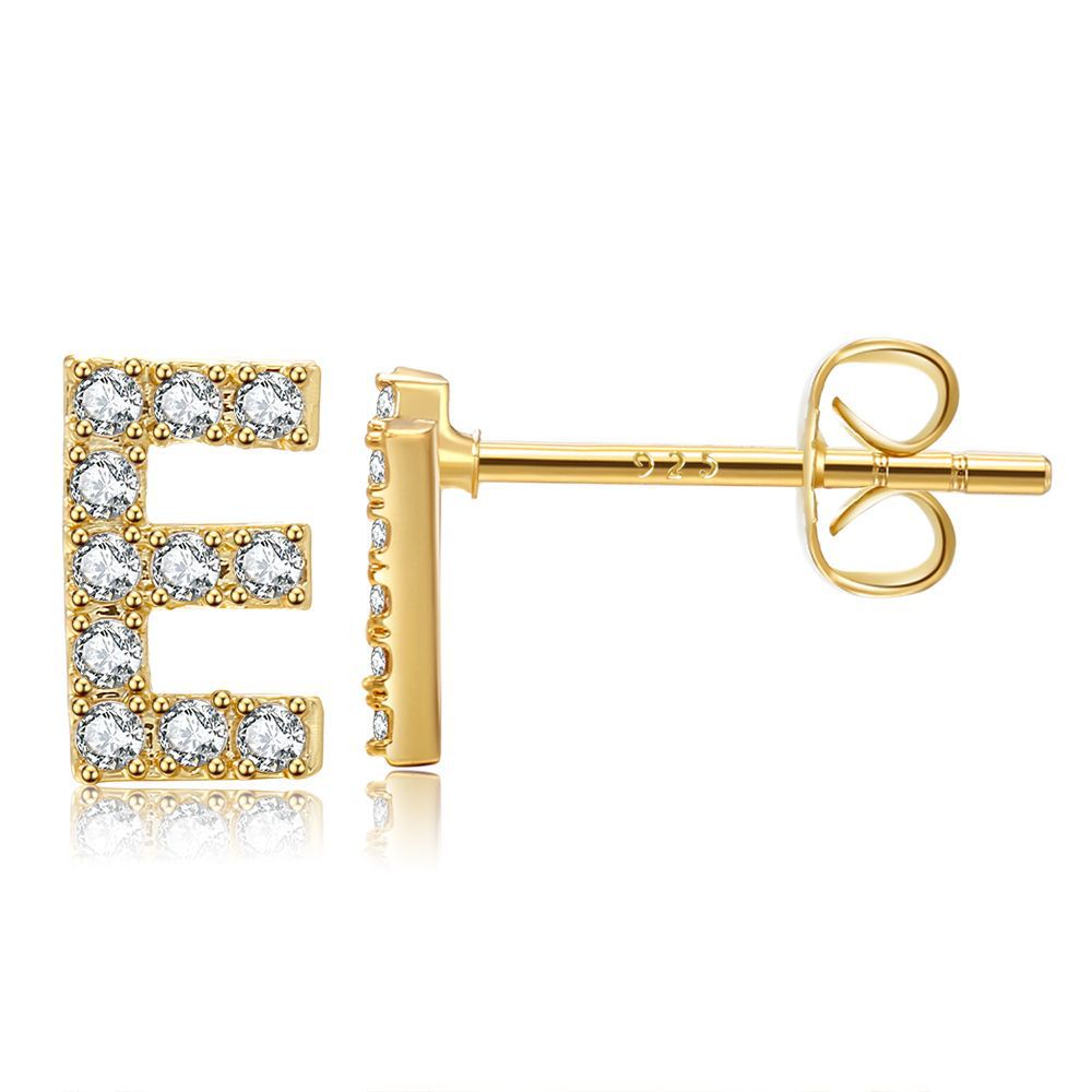 1 Đôi Bông Tai Chữ Cái Từ A-Z Mạ Vàng 18k Không Gây Dị Ứng