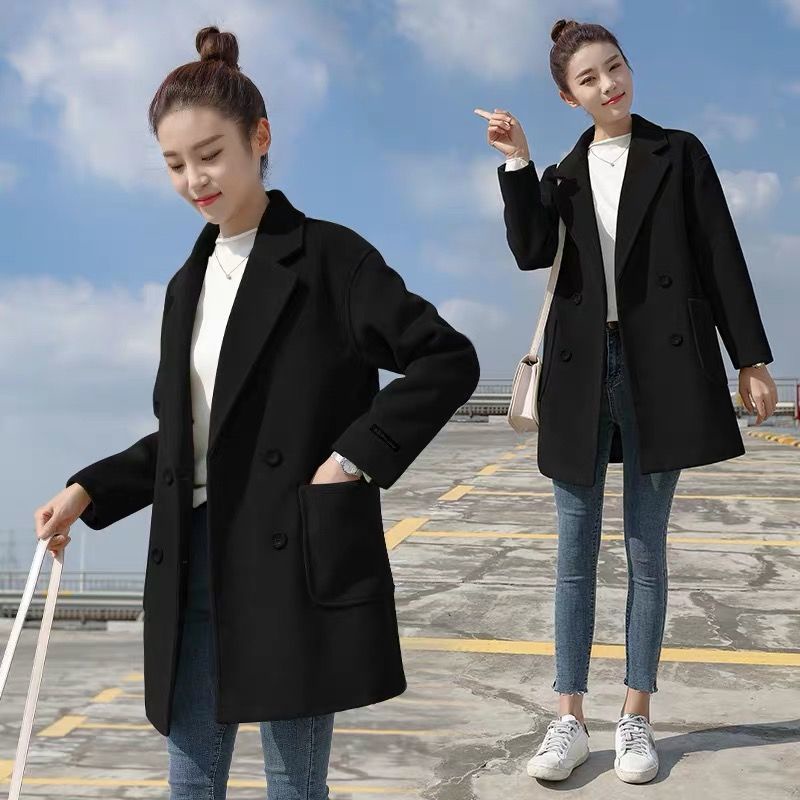 O Kho C Áo Khoác Len Dáng Rộng Dài Vừa Thời Trang Thu Đông Phong Cách Phương Tây Ấm Áp Dáng Ôm Cho Nữ