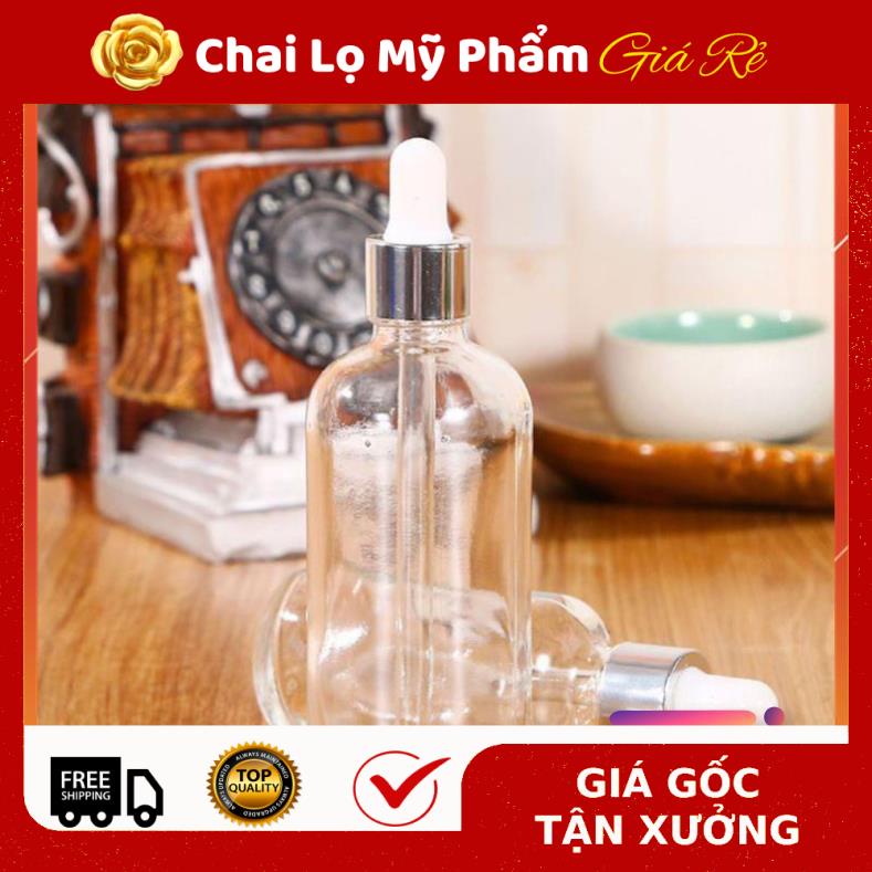 Lọ Chiết Serum ❤ RẺ VÔ ĐỊCH ❤ Lọ đựng tinh dầu 100ml bóp giọt Khoen Bạc , lọ chiết serum , phụ kiện du lịch