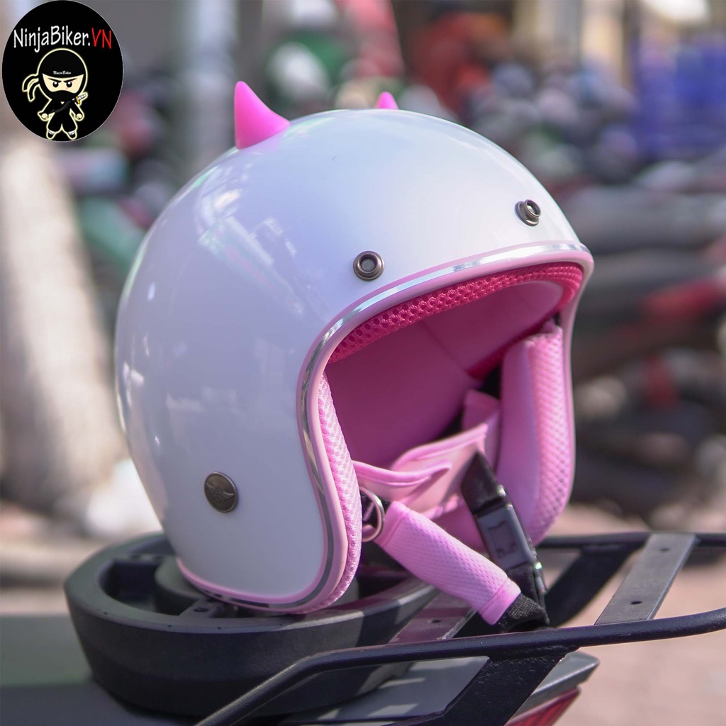 Nón bảo hiểm 3/4 NTMAX chính hãng tặng kèm phụ kiện sừng mini (sừng mini đỏ)