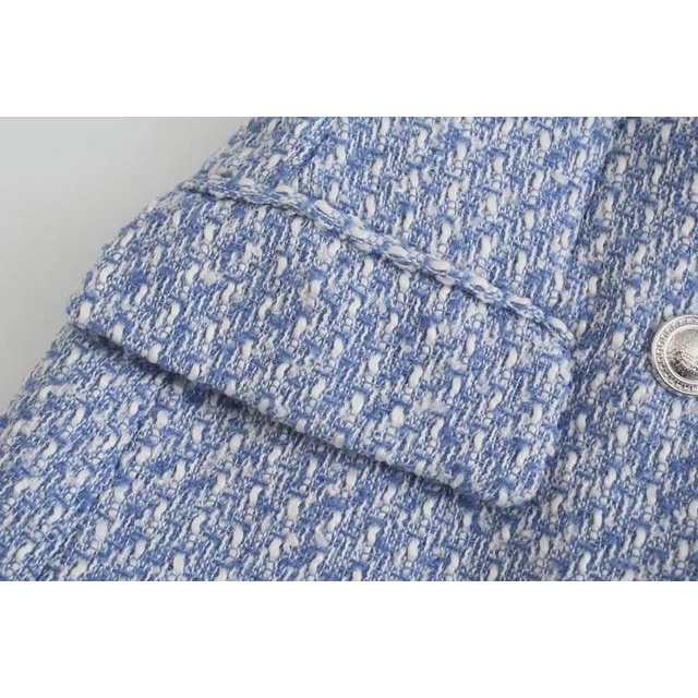 Áo vest Zara dạ tweed xanh nhẹ V22HKG98N10