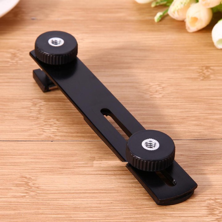 Bracket đôi 16cm chân hot shoe gắn đèn Flash Microphone