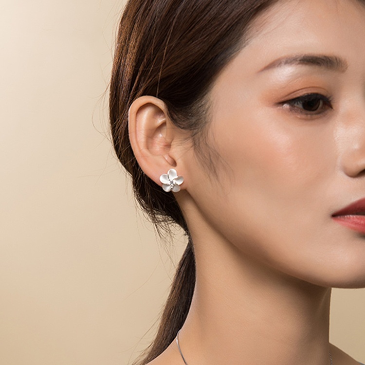 Bông tai hoa 5 cánh nhỏ xinh, bạc Ý S925 - HT317