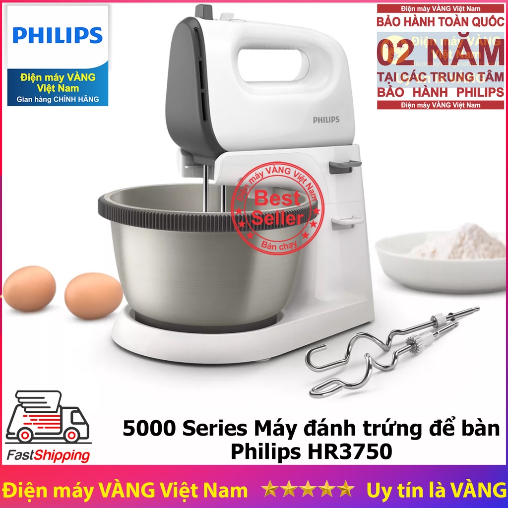 [Mã ELHA22 giảm 6% đơn 300K] Máy đánh trứng để bàn Philips HR3750 thay thế cho model HR1559 HR3745 HR3705