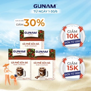 [Giảm 30%] Combo 3 hộp cà phê sữa đá GUNAM chuẩn vị cà phê phin (10 gói x 20g)