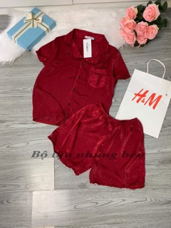 BỘ PIZAMA LỤA NHUNG CỘC TAY