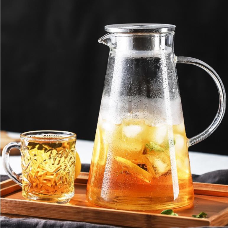 Ấm pha trà Deli  inox 1800ml,bình pha trà thủy tinh ,bình ủ trà cao cấp,bình đựng nước 1800ml MS01