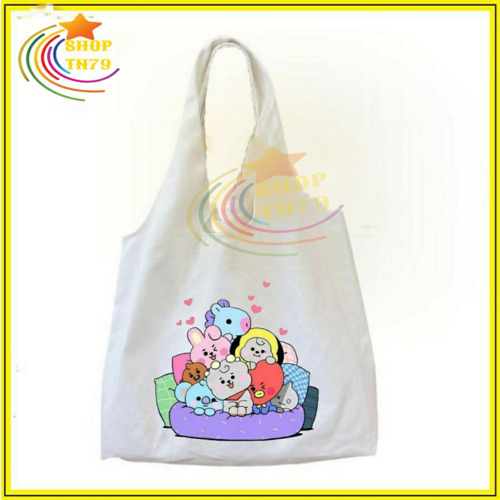 Túi đeo vai thời trang vải canvas mềm loại to đi hoc , đi chơi , đi làm đều rất đẹp - BTS NẰM PHAO