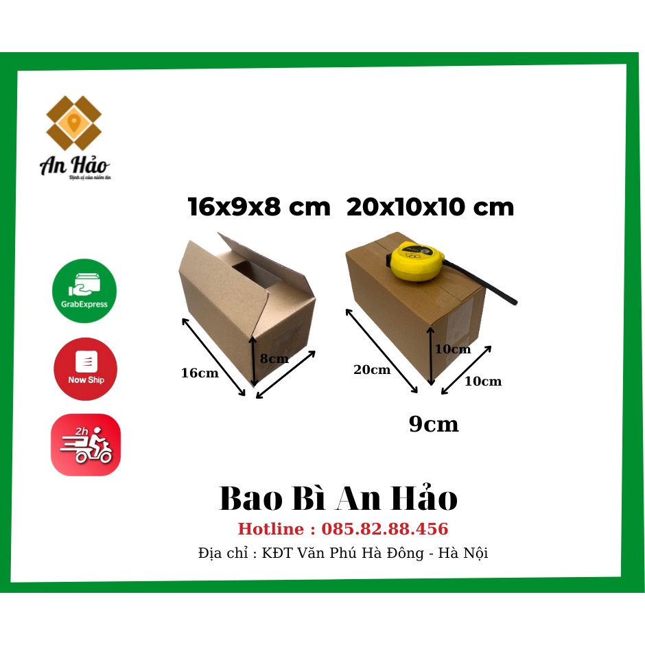 Hộp 16x9x8cm  Hộp carton thùng giấy An Hảo 3 lớp siêu cứng đóng gói hàng hóa đa năng