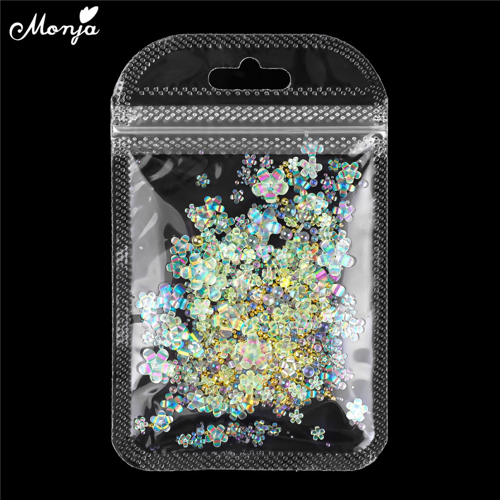 MONJA Hạt Kim Loại 6 Màu Đính Trang Trí Móng Tay 3D