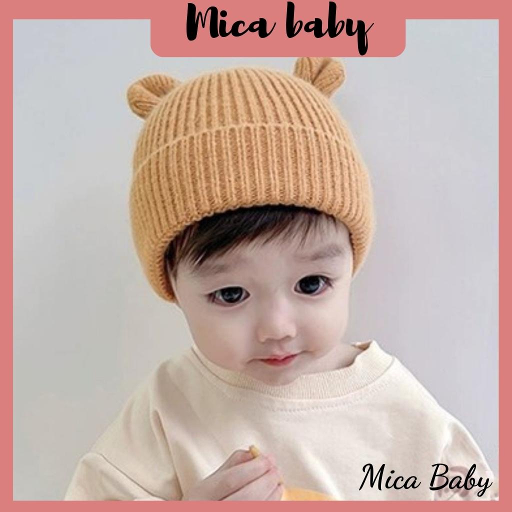 Mũ nón len tai gấu nhỏ dễ thương cho bé  Mica baby ML37