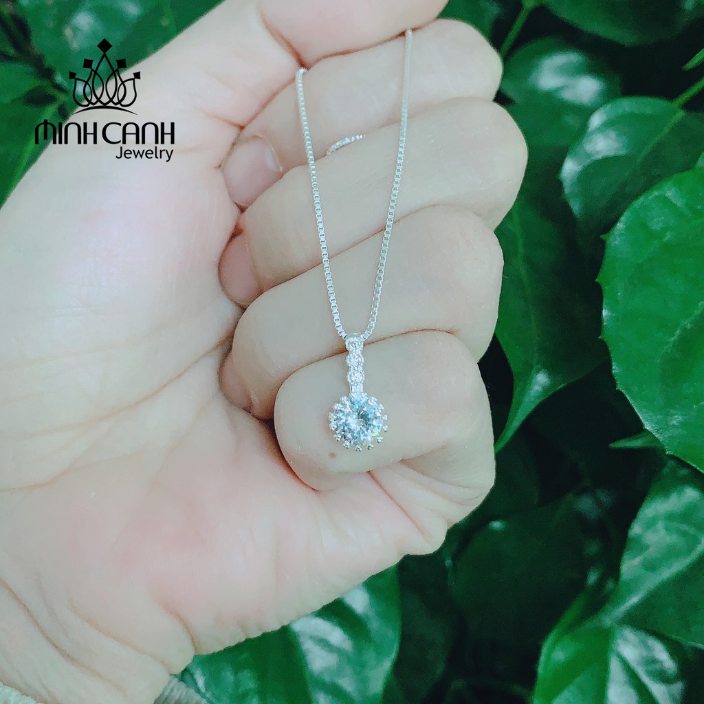 Dây Chuyền Bạc Nữ Minh Canh Jewelry Đá Tròn Treo