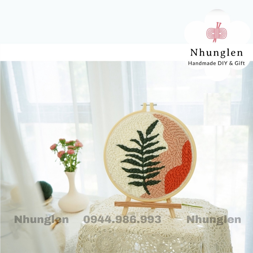 DIY Bộ Thêu Len Xù Lá Cây Decor - Punch Needle Decor - Qùa Tặng Handmade Ý Nghĩa