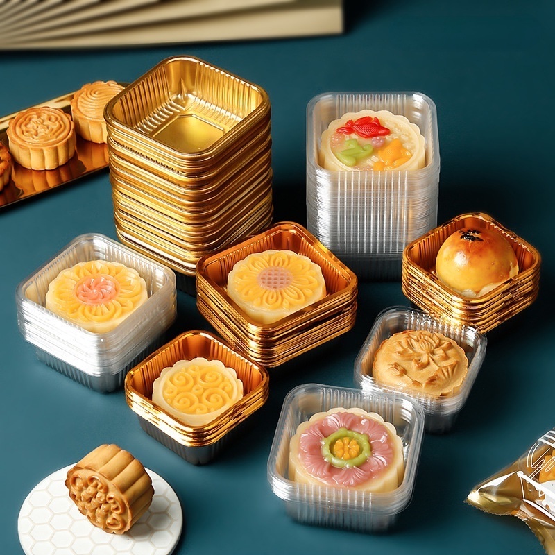Set 100 Hộp Đựng Bánh Trung Thu / Bánh Trung Thu Hình Vuông Chất Liệu Cấp Thực Phẩm