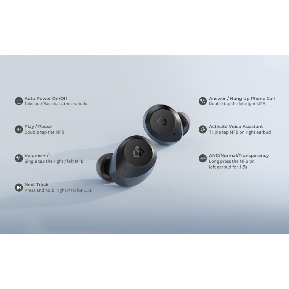 ❣℗◊2021 New SoundPEATS T2 Wireless Earbuds ANC Noise Cancelling Bluetooth V5.1 Earphones Transparency 12mm Large Dynami