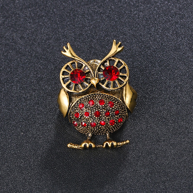 New Rhinestone Owl Brooches for Women Vintage Fashion Animal Brooch Pin Kids Gift Small Jewelry
