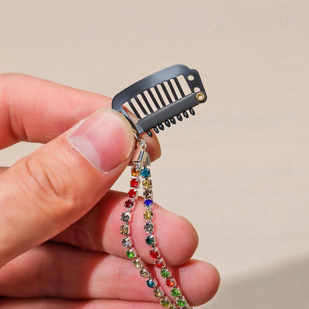 OSIER✿ Dirty Braided Supplies Tassel Hair Clips Flashing Diamond Braided Headband Shiny Chain Hairpins Hair Accessories Headwear Fashion Girl Jewelry Headdress Bride Ornaments Barrettes/Multicolor