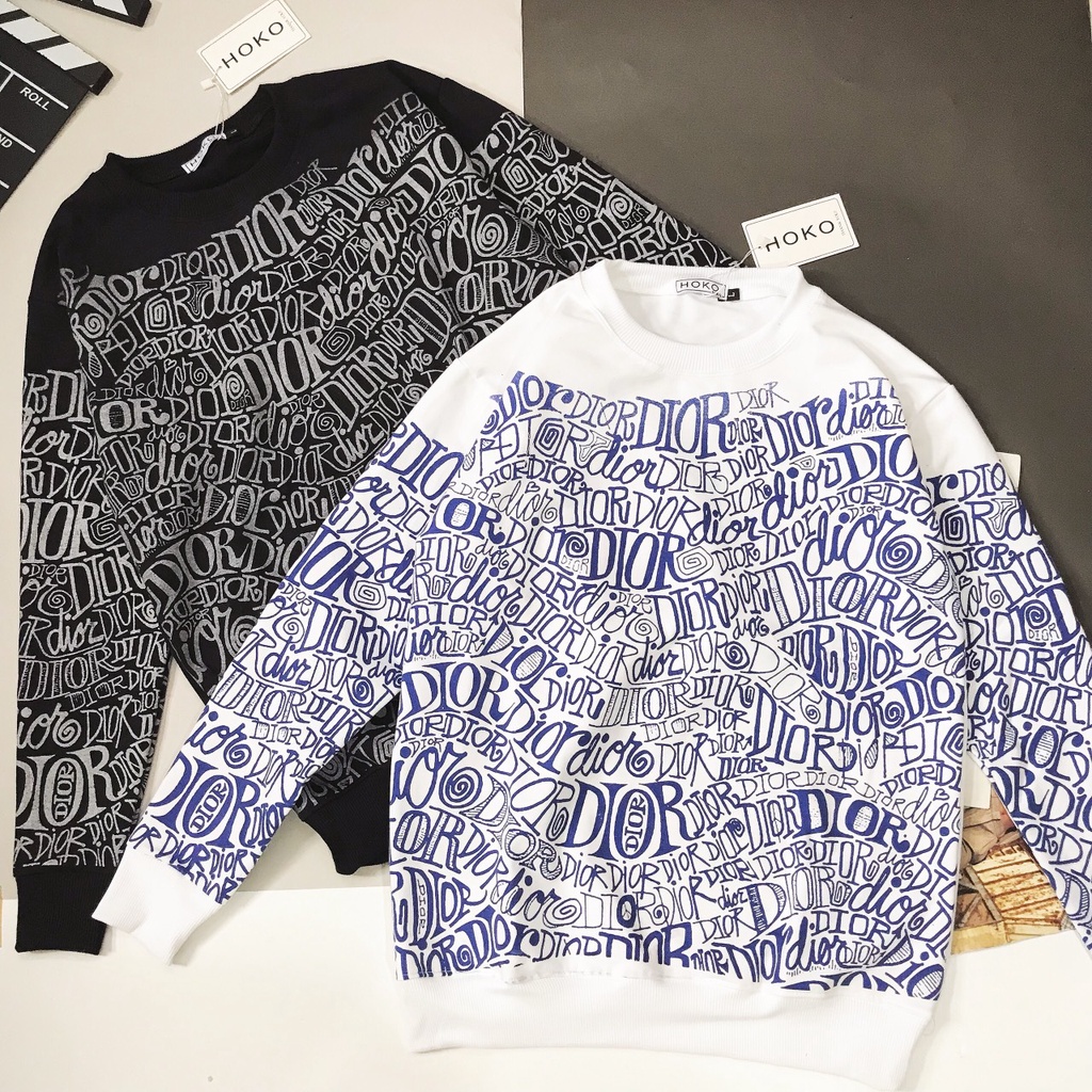 Áo Sweater Nam Nữ In Họa Tiết Dior., Áo Thun Nam Dài Tay Chất Nỉ Vải Mềm Mịn Giữ Ấm Co Giãn Tốt 2 Màu Trắng, Đen | BigBuy360 - bigbuy360.vn
