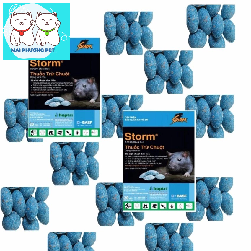 ￼[Mã PET20K giảm 20K đơn 250K] (Bán sỉ) Diệt Chuột Storm 1 gói 20viên CHỐNG ĐÔNG MÁU an toàn sinh học